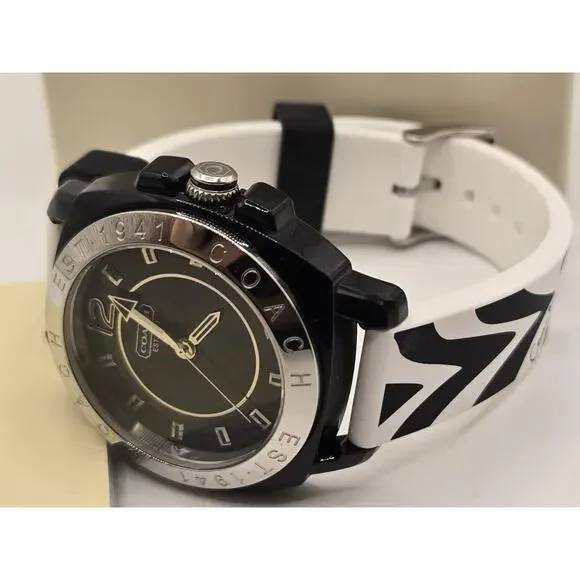 New COACH 1941 Ladies' 41mm Black Ceramic Silicone Watch. Box + Papers. - Picture 6 of 16